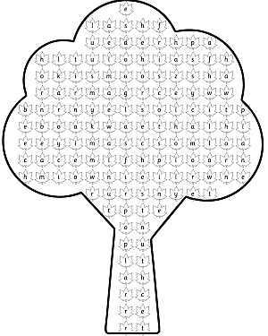 Wordsearch in the shape of a tree, created by GridForge Studio